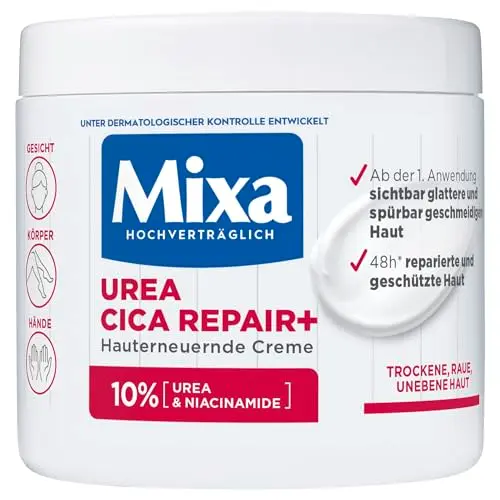 Mixa Urea Hauterneuernde Creme mit Niacinamide für trockene und raue Haut, 400 ml