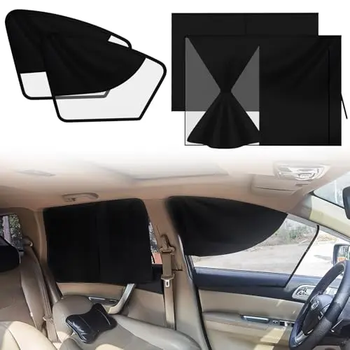 ytorgr 4er Set Magnetischer Sonnenschutz für Auto - Universeller UV- & Hitzeschutz für Seitenfenster