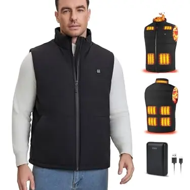 Rrtizan Beheizte Weste für Damen und Herren mit Powerbank, 3 Temperaturstufen, waschbarer Heizkörperwärmer für Outdoor und Camping