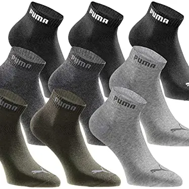 PUMA Quartersocken 18 Paar - Statement Edition - Schwarz Grün - Gr. 43-46