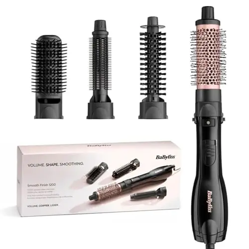 BaByliss 4-in-1 Warmluftbürste für Styling, Trocknen & Glätten, 1200W, Schwarz/Pink