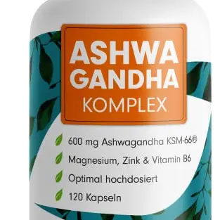 Hochdosierte Ashwagandha Kapseln 120x - 600 mg pro Tag - Vegan und laborgeprüft