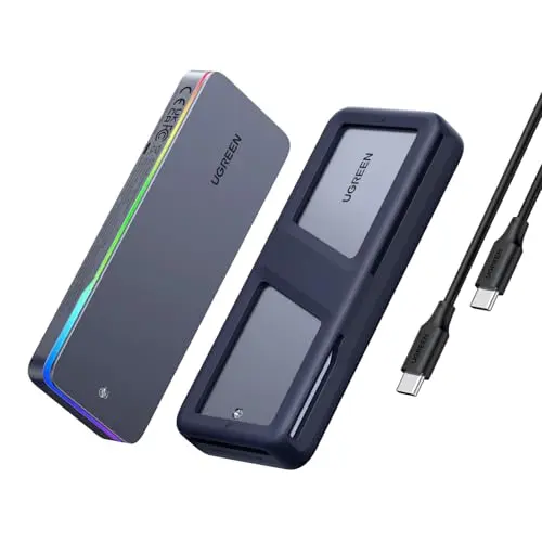 UGREEN M.2 NVMe SSD Gehäuse 20 Gbps mit RGB, USB C für M Key/B+M Key, kompatibel mit MacBook, iPhone 16 Pro Max, PS5, Switch
