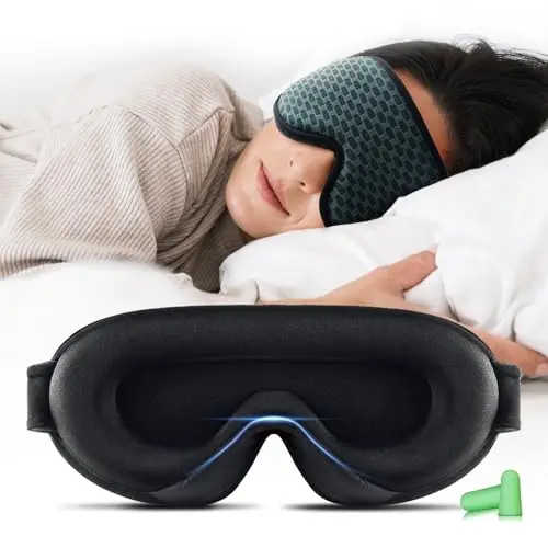 Aosun 3D Schlafmaske für Frauen und Herren, optimiert für Seitenschläfer, mit Ohrstöpseln für Reisen