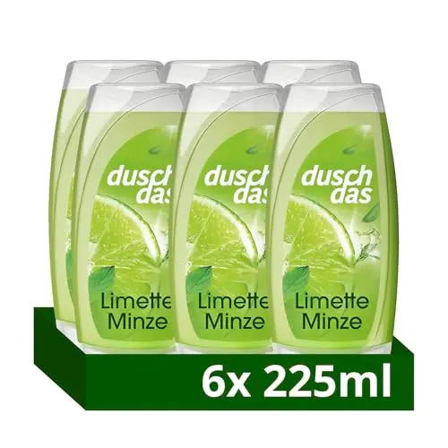 Duschdas Duschgel Limette Minze, erfrischendes Duschbad, 6 x 225 ml