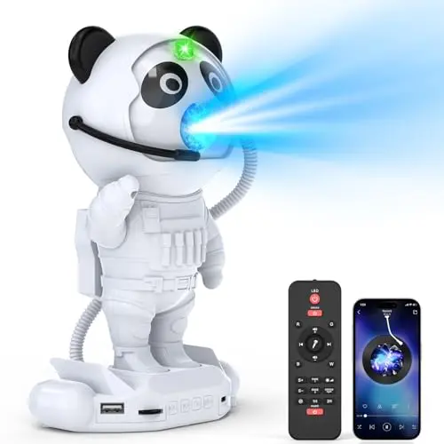 ZonQoonz Sternenhimmel Projektor Panda Astronaut mit Fernbedienung und Bluetooth-Player für Kinder und Erwachsene