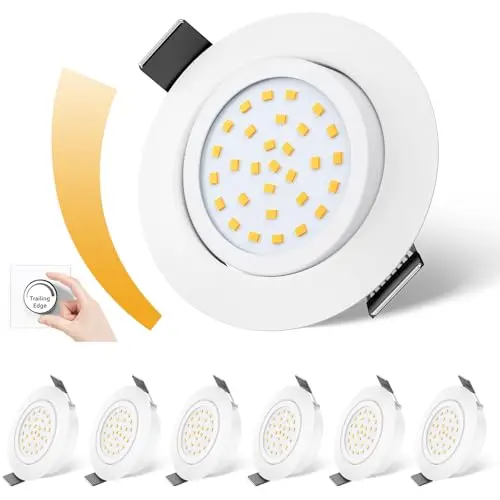 Fosfor Dimmbarer LED Einbaustrahler 5W, 6er Set, 600LM, IP44, Warmweiß 2700K, für Küche, Bad, Wohnzimmer