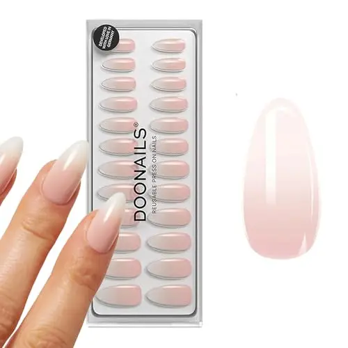 DOONAILS® Soft Gel Press On Nails 30er Set, Babyboomer Almond, Ombre, Full Cover in Salonqualität