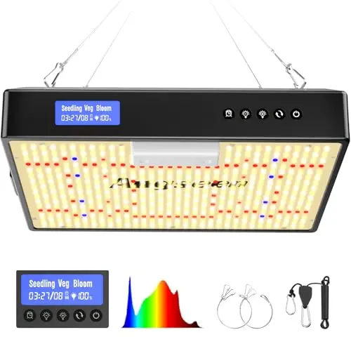 Angseen 100W Pflanzenlampe mit Timer und 512 LEDs, Vollspektrum LED Grow Lampe für Zimmerpflanzen & Growzelt