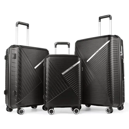 TAN.TOMI 3-teiliges Hartschalen Koffer Set mit TSA-Schloss und 4 Rollen