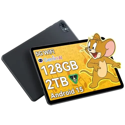 10 Zoll Android 15 Tablet mit 12GB RAM, 128GB Speicher, 5G WiFi & 6000mAh Akku - Ideal für Schule & Home Office