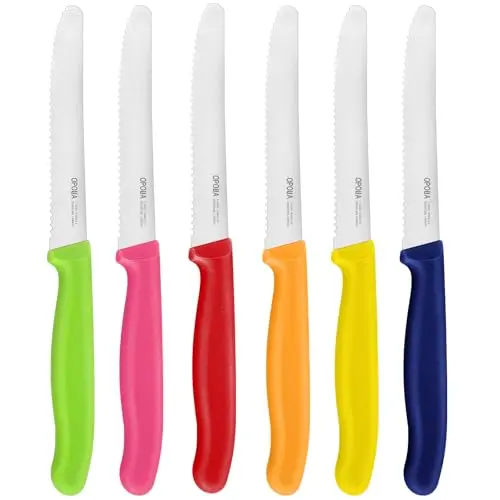 OPOLIA 6er Set bunte Frühstücksmesser aus rostfreiem Stahl, spülmaschinenfest