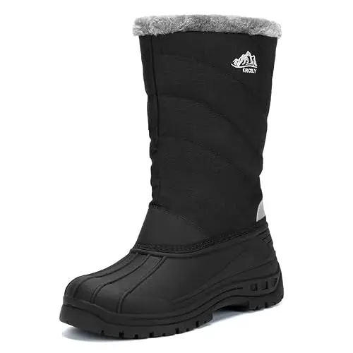 Kricely Wasserdichte Winterstiefel Herren Warm Gefütterte Rutschfeste Winterschuhe