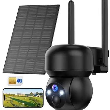 4G LTE Solar Überwachungskamera Aussen 2K Kabellos IP66 Wasserdicht mit Farb-Nachtsicht