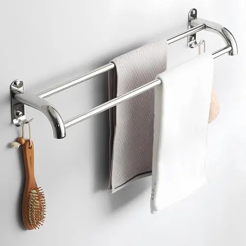 Byfoyif Ausziehbarer Handtuchhalter 43-75CM, Edelstahl, selbstklebend für Bad und Küche, Silber