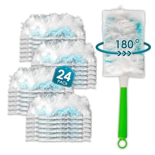 24 Stück Staubmagnet Nachfülltücher für Swiffer Staubwedel mit zusätzlichem Griff