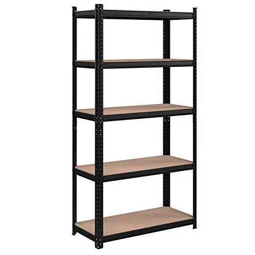 SONGMICS Schwerlastregal 40 x 90 x 180 cm, bis 875 kg belastbar, 5 verstellbare Ablagen, schwarz