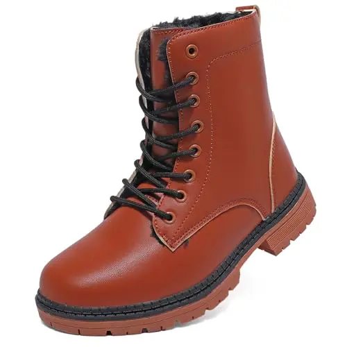 Topwolve Damen Stiefel Wasserdicht, Kurzschaft, Winterstiefel, Warm Gefüttert, Braun, Gr.36 EU