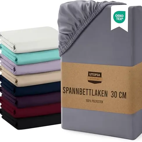 Utopia Bedding Spannbettlaken 180x200cm - Grau - Mikrofaser - Oeko Tex Standard 100