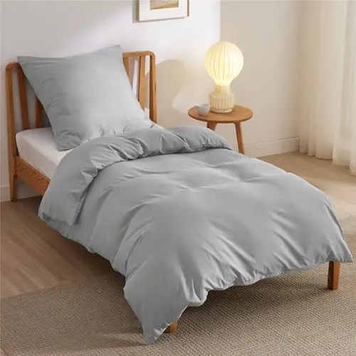 BEDSURE Bettwäsche 135x200 cm, 2-teilig, Silbergrau, ÖKO-TEX, Mikrofaser, mit Reißverschluss