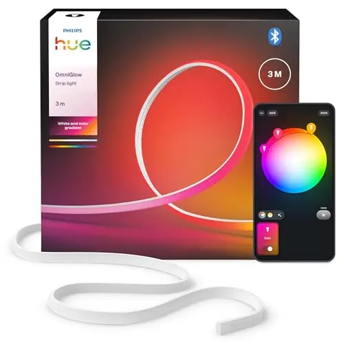 Philips Hue OmniGlow 3m LED-Lightstrip, Farbige indirekte Beleuchtung, Zuschneidbar, App- und Sprachsteuerung