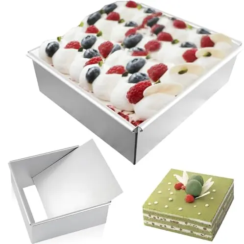 Quadratische 8 Zoll Aluminium Backform für Kuchen, Torten, Mousses und Desserts