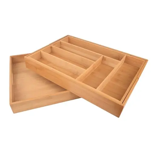 TARUNMO Bambus Schubladen Organizer, Verstellbarer Separator, 2er Set