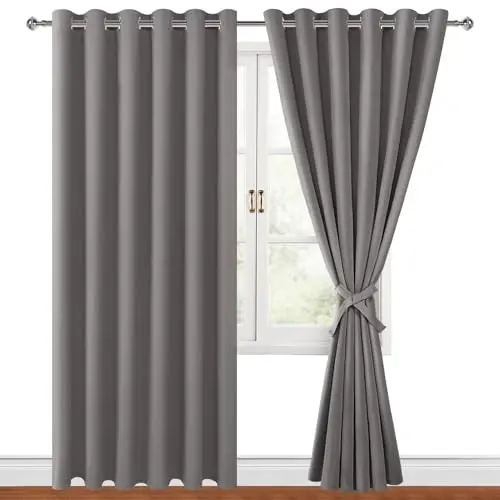 Hiasan Verdunklungsvorhänge Grau, Blickdicht, 2 Stück (228 x 228 cm), Weiche Gardinen für Schlafzimmer & Wohnzimmer