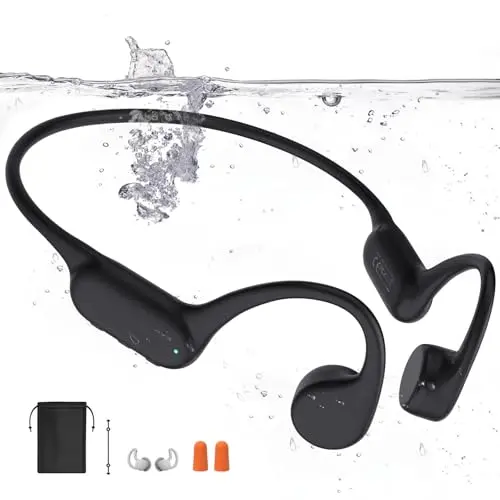 Sayrelance Bluetooth Knochenschall Kopfhörer, IPX8 Wasserdicht, Kabellos, 32G Speicher für Schwimmen und Sport