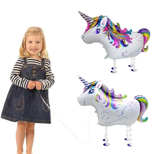 VIKY® Einhorn Luftballons 2 Stk – 3D Airwalker Folienballon für Geburtstagsdeko und Feiern