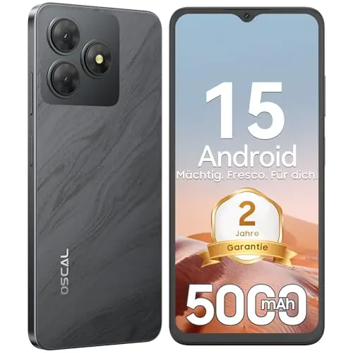 OSCAL Smartphone 2025 - 12GB RAM, 128GB Speicher, 6.56'' HD+ Display, 13MP Kamera, 5000mAh, Dual SIM, 2 Jahre Garantie