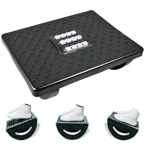 Vunanvu Ergonomische Fußstütze mit Massage-Rollen für Schreibtisch - Wippfunktion, rutschfest und ideal für Büro und Zuhause