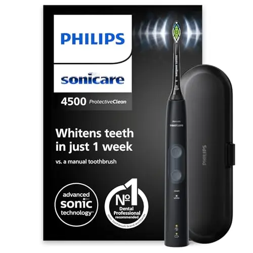 Philips Sonicare ProtectiveClean 4500 elektrische Zahnbürste mit 2 Putzmodi und Drucksensor, Schwarz