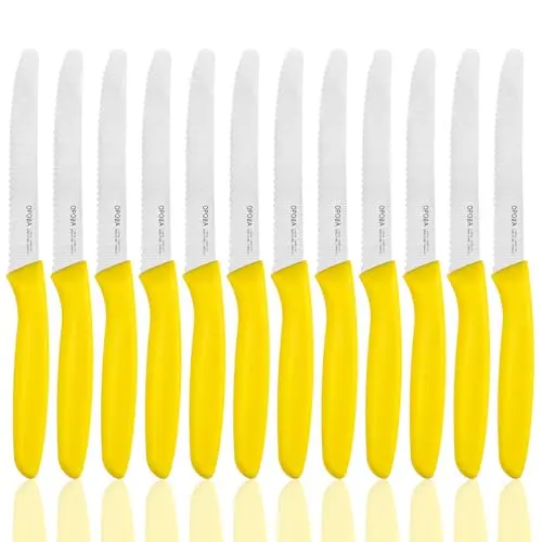 OPOLIA Frühstücksmesser 12er Set, Edelstahl, scharf, spülmaschinenfest