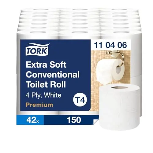 TorkWeiches Toilettenpapier 4-lagig, 150 Blatt, Weiß, T4 Premium