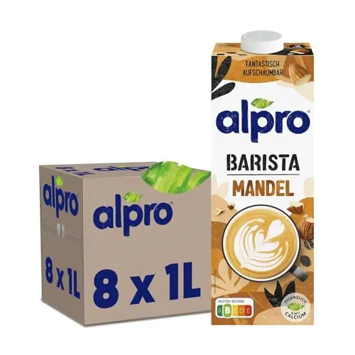 Alpro Barista Mandeldrink – Vegan und laktosefrei – 8 x 1 L