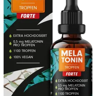 Melatonin Tropfen FORTE (30 ml) - 1100 Tropfen - hochdosiert & effektiv - 100% vegan - laborgeprüft