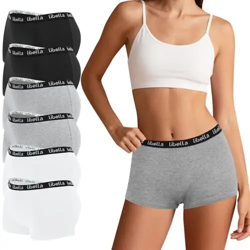 Uizuooy Boxershorts Damen Baumwolle Atmungsaktiv 6er Pack Bequeme Unterwäsche