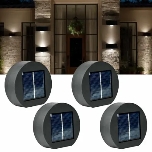Hqynss Solar-Wandleuchte für draußen, 4er-Pack, warmes Licht, IP65 wasserdicht