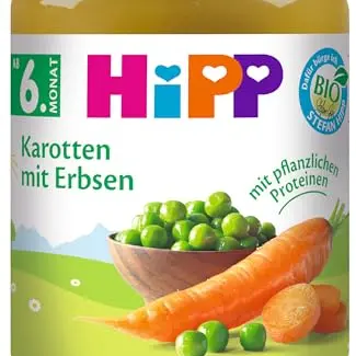 HiPP Bio Karotten und Erbsen, 6er Pack (6 x 190 g)