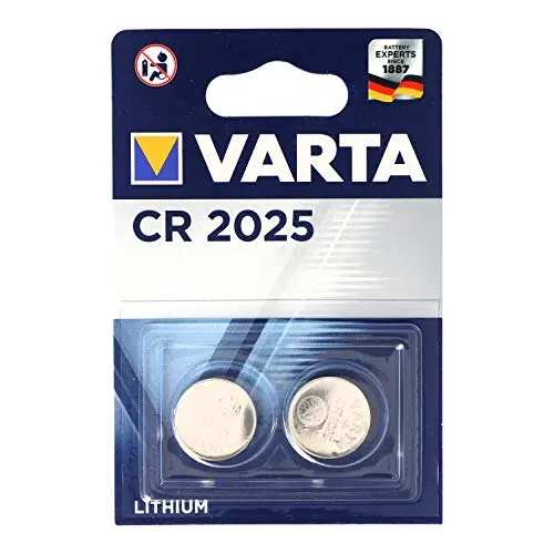 VARTA CR2025 Knopfzellen Batterien, 2 Stück, 3V für Elektronik - Autoschlüssel, Fernbedienungen, Waagen
