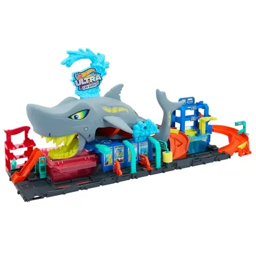 Hot Wheels Let's Race City Spielzeugauto-Trackset mit Farbwechselfunktion und Autowaschanlage