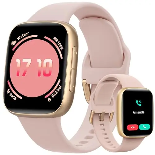 Smartwatch Damen mit Telefon, Herzfrequenz & Schlafmonitor, wasserdicht, 10 Tage Akku, 120+ Sportmodi, kompatibel mit Samsung/Android/iOS