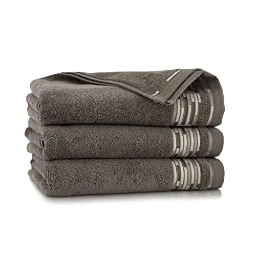 ZWOLTEX Design Handtuch Set – 100% Ägyptische Baumwolle – Grafik Taupe