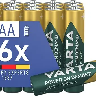 VARTA AAA Akkus, wiederaufladbar, 16 Stück, 1000 mAh, sofort einsatzbereit
