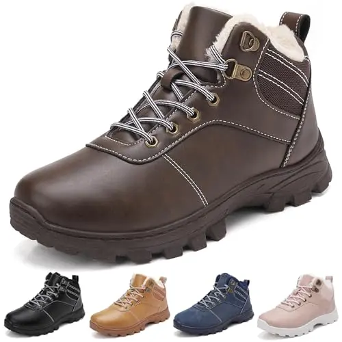 Winterschuhe Herren & Damen Wasserabweisend Rutschfest Schneestiefel Outdoor Stiefel Dunkelbraun 39 EU