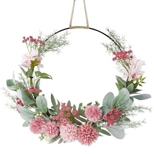 Künstlicher Türkranz aus bunten Blumen, ganzjährig, für Haustür und Fensterdekoration