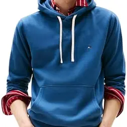 Tommy Hilfiger Herren Hoodie Seasonal Fleece mit Bauchtasche, Blau