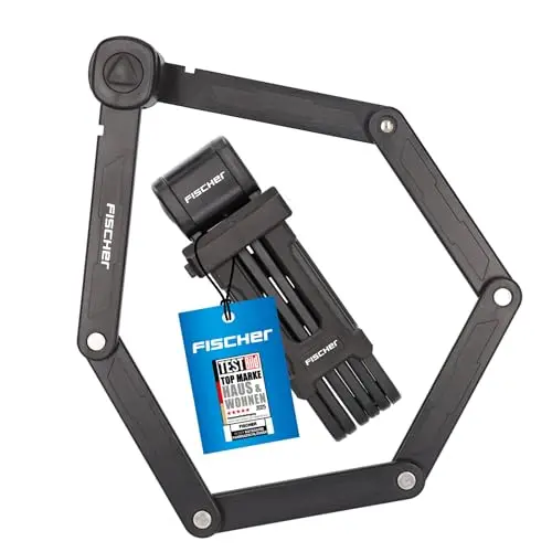 FISCHER Faltschloss 85 cm mit Halterung und 2 Schlüsseln, schwarz