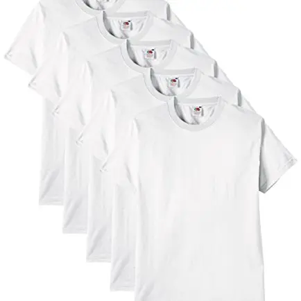 Fruit of the Loom Herren T-Shirt, Regular Fit, Heavy Cotton, 5er Pack, Weiß, Größe L
